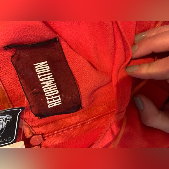 Orange-y red Reformation Midi Dress - Picture 4 of 4